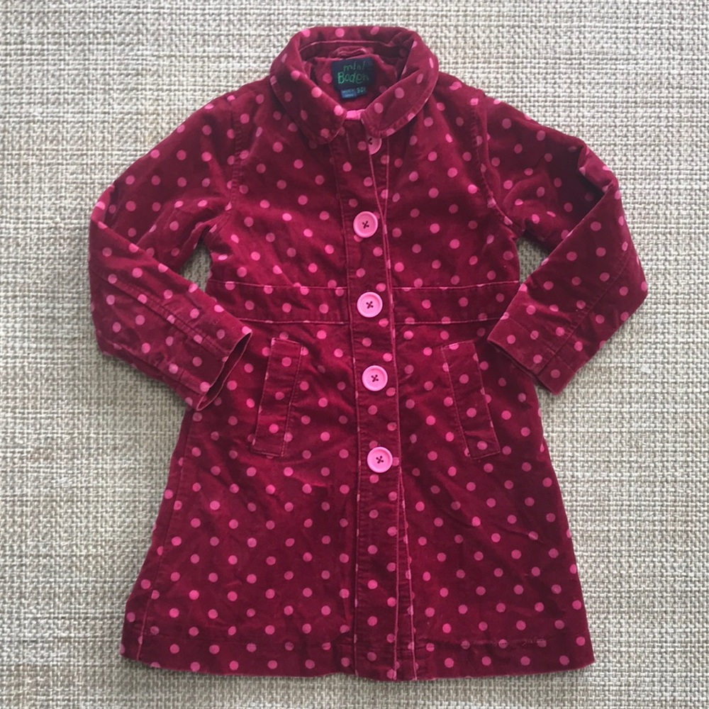 Mini Boden Velvet Coat (toddler size 3-4)